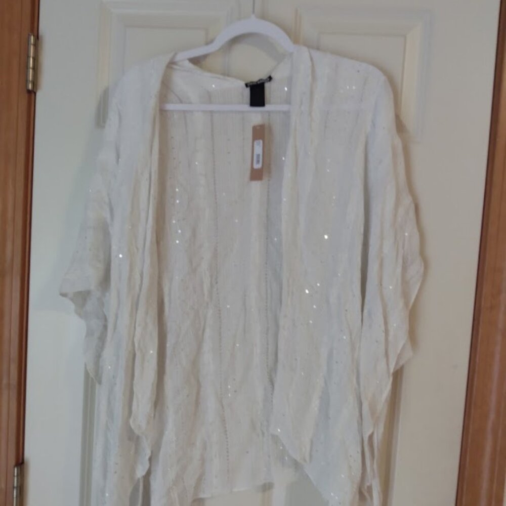 Steve Madden: White sequence beach cover-up with tags. One size fits most.